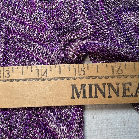 INC Purple Metallic Y2K Chevron Knit Top Womens Petite XS/S Shimmer Party - Picture 5 of 11